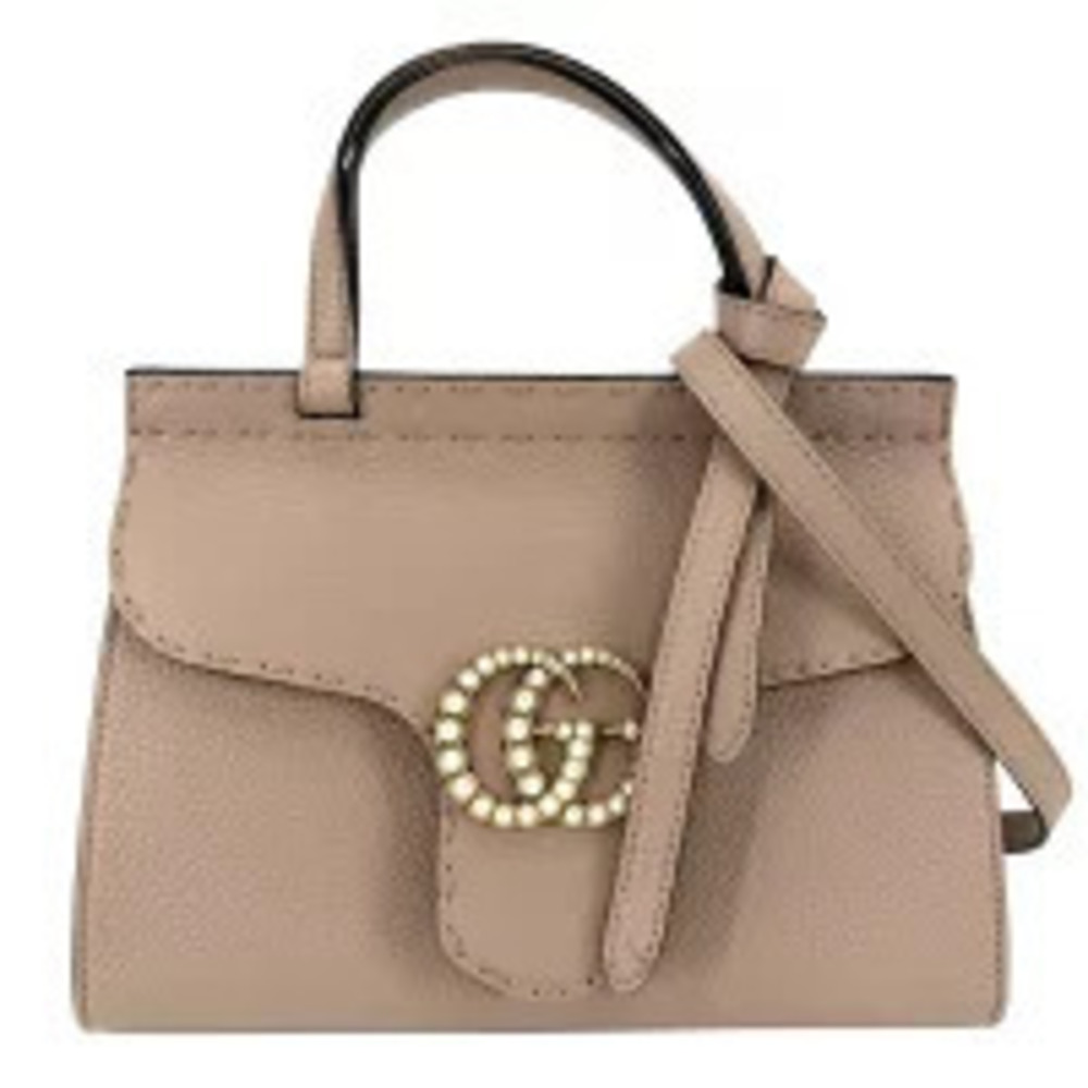 Gucci GG Marmont Leather 2Way Crossbody Bag Beige Pink